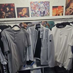 Calvin Klein Gray and White Men's Shirts